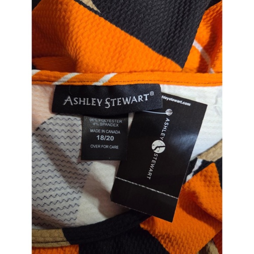Ashley Stewart Orange Black Abstract Leaf Print Cold Shoulder‎ Maxi Dress 18/20 - Picture 5 of 7